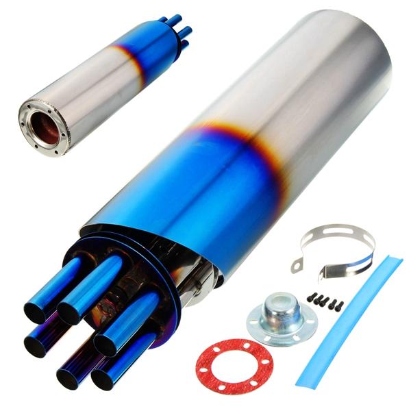 100mm Grilled Blue Stainless Rotating Slip-on Exhaust Muffler Pipe For Motorcycle