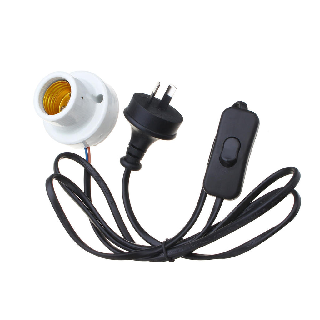 E27 Straight Mouth Reptile Ceramic Heat Lampholder Bulb Adapter with Switch AC110-240V