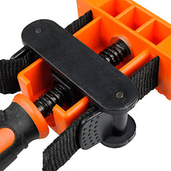 Adjustable Ergonomic Strap Clamp with 15ft Nylon Belt, 1000lbs Strength, for Woodwork & Framing Projects - Orange