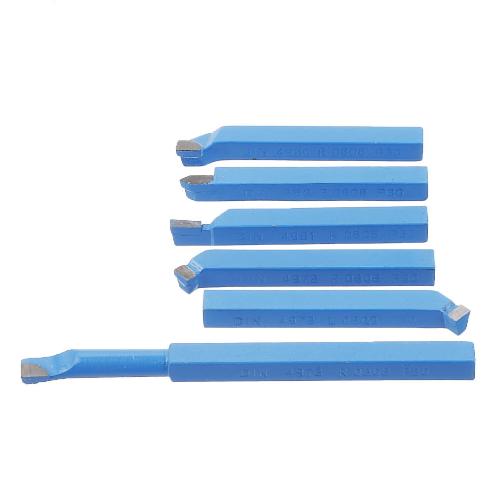 6Pcs Welding CNC Lathe Cutting Tool 8mm/10mm/12mm Carbide Turning Tool Set