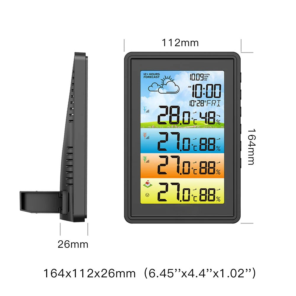 3 Sensors Weather Station Wireless Indoor Outdoor Thermometer with Alarm Clock / Calendar / Weather Forecast