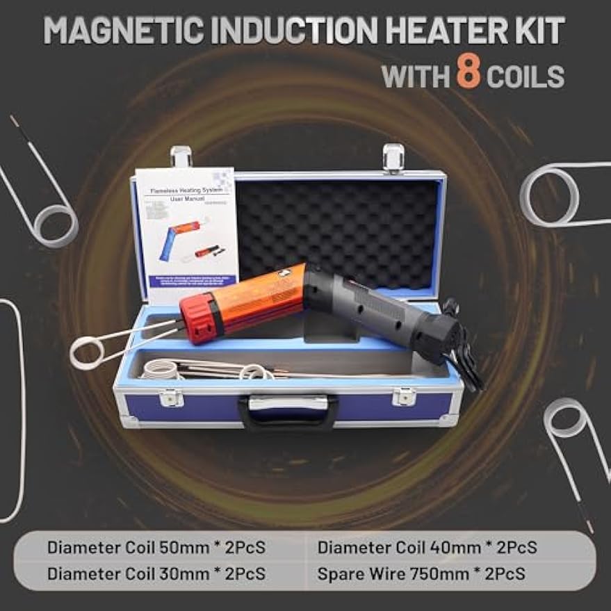 Greenzach ProFlex™ 1100W Magnetic Induction Heater Kit | Rotatable Handle for Tight Spaces | with 8-Piece Coil Set
