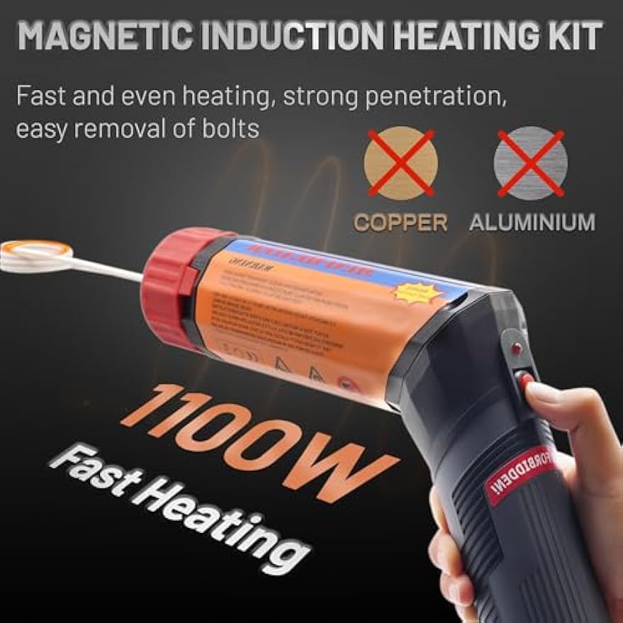 Greenzach ProFlex™ 1100W Magnetic Induction Heater Kit | Rotatable Handle for Tight Spaces | with 8-Piece Coil Set