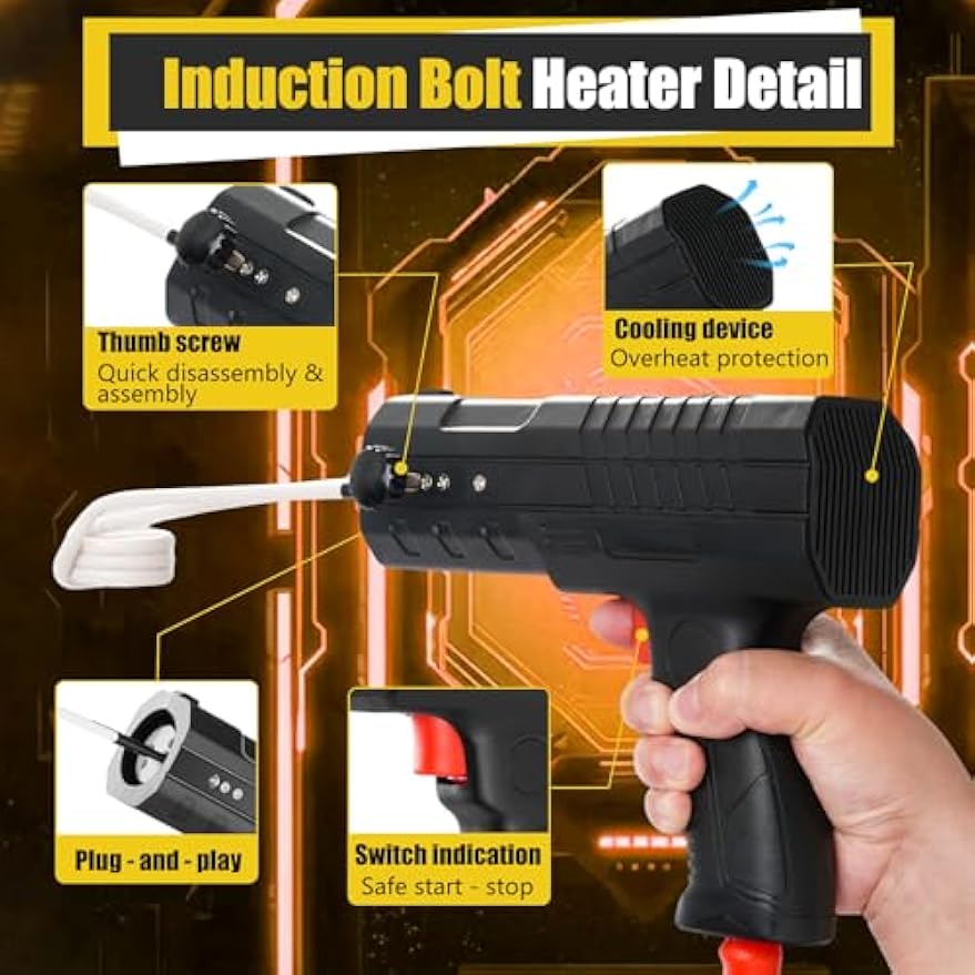 Greenzach MagHeat™ 1800W Handheld Magnetic Induction Heater Kit | Portable Metal Heating System with 4 Coils & Case | 8s Fast Heat