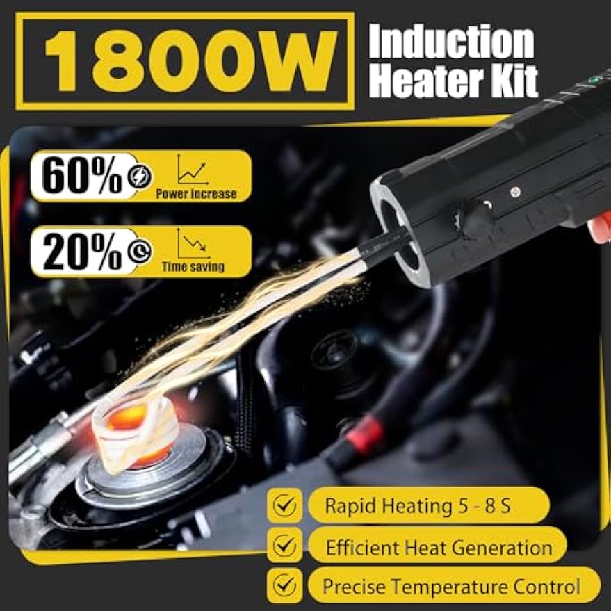 Greenzach MagHeat™ 1800W Handheld Magnetic Induction Heater Kit | Portable Metal Heating System with 4 Coils & Case | 8s Fast Heat