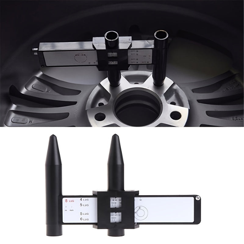 1pc Black Caliper Hub Hole Distance Measurement Tool Ruler Wheel Bolt Gauge