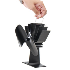 2 Blade Heat Powered Wood Stove Fan Silent Eco-Friendly Fireplace Fan for Wood Log Burner