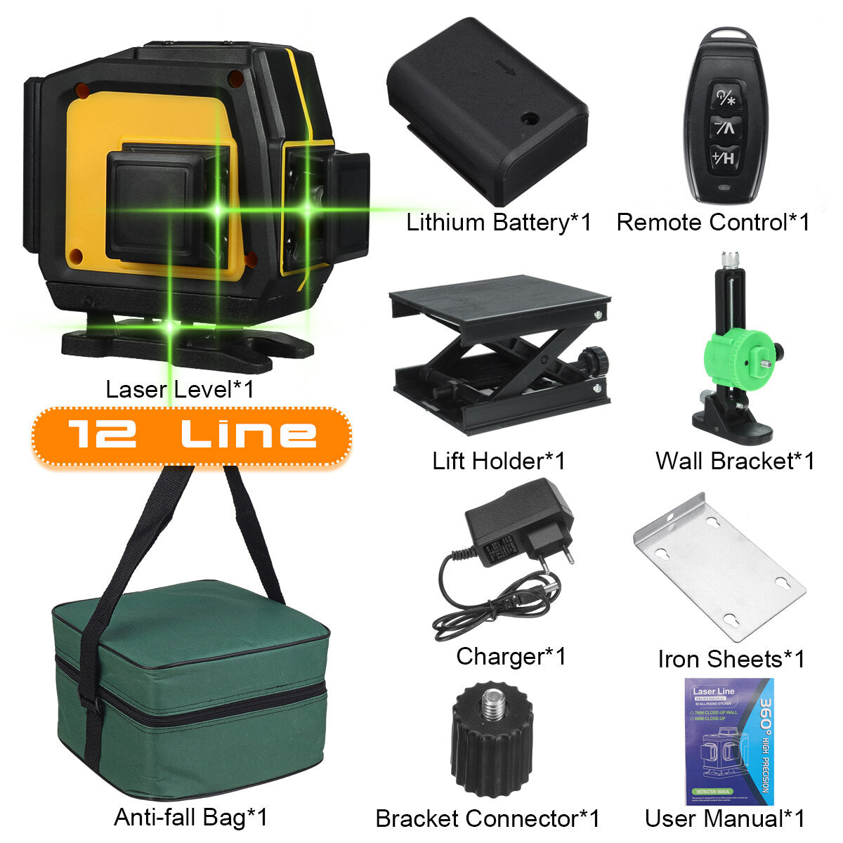 16/12/8 Lines 4D Green Laser Level 360 Horizontal And Vertical Cross Self-Leveling Measurement Super Laser Beam