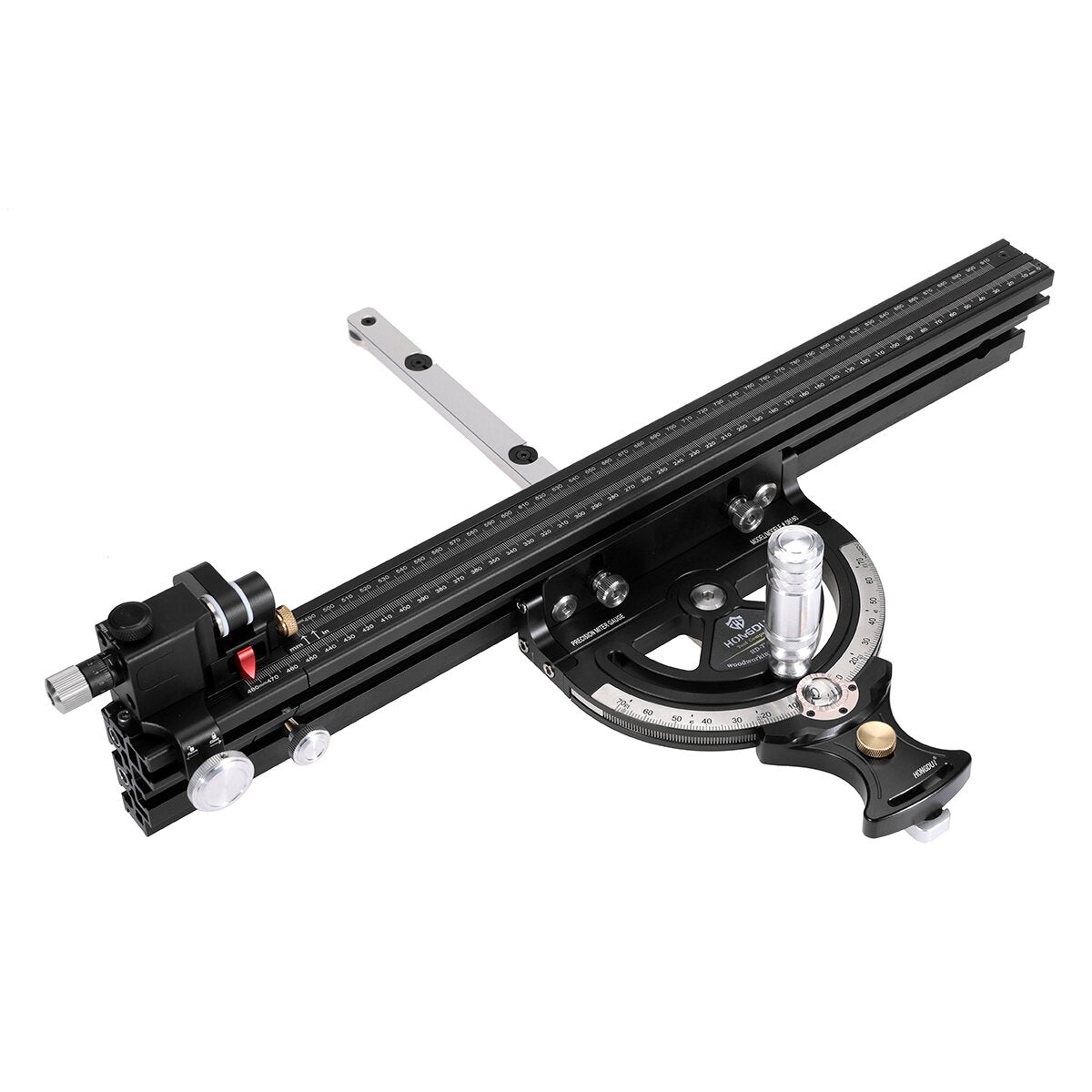 Aluminum Miter Gauge with Adjustable 0-70° Angle, 0-850mm Length, High Precision, Quick Positioning, and Scale Magnifier