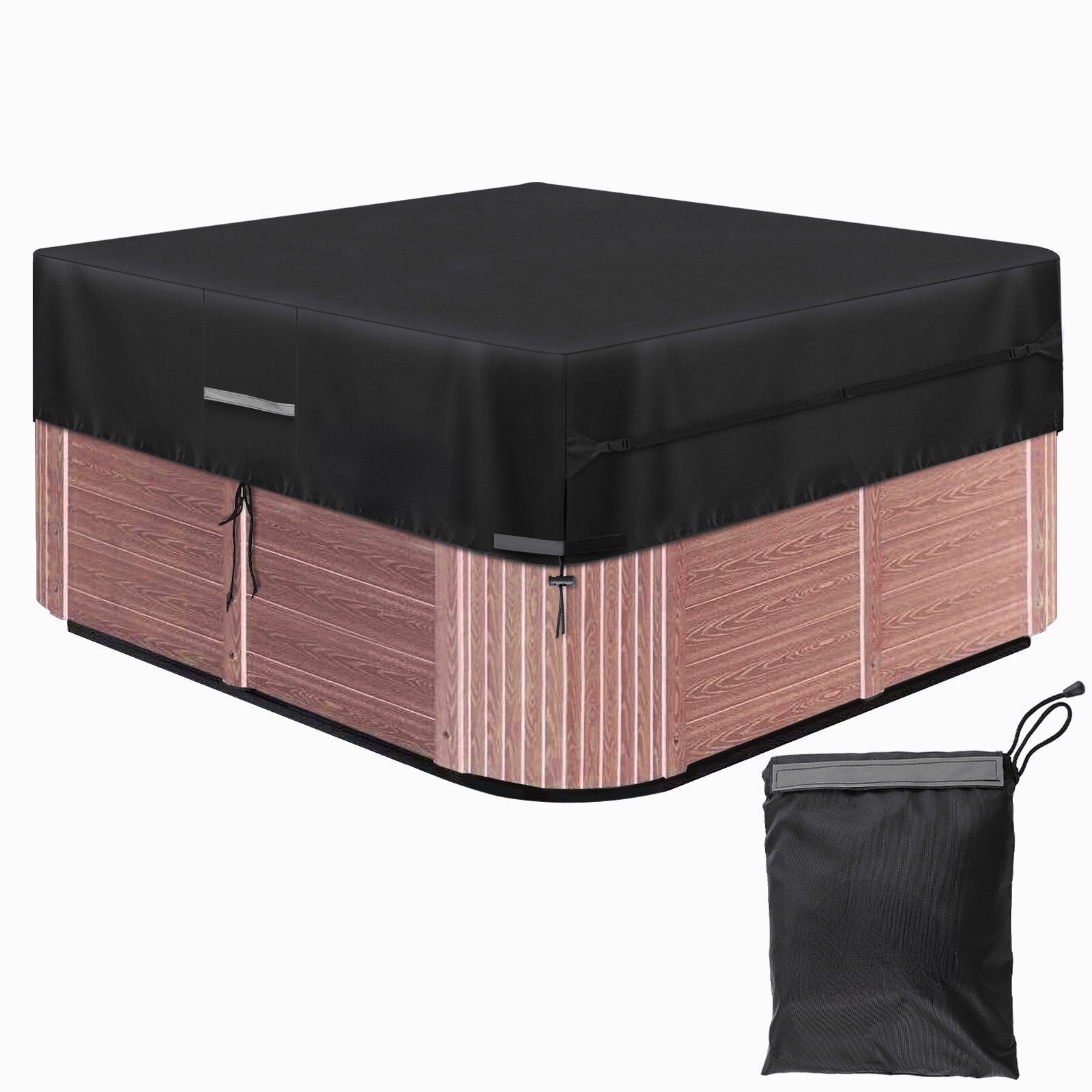87inch Black Heavy Duty Hot Tub Cover Water-Resistant Polyester Spa Cover