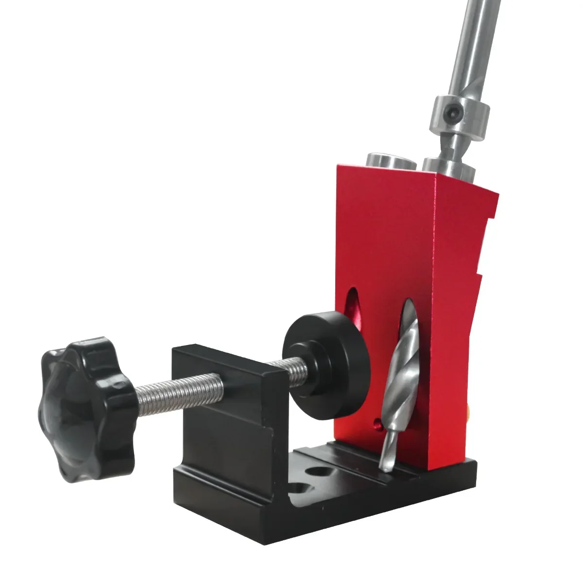 Aluminum Alloy Pocket Hole Jig Kit with 15-Degree Locator, 9.5mm Drill Bit, Metric/Imperial Scale for Woodworking