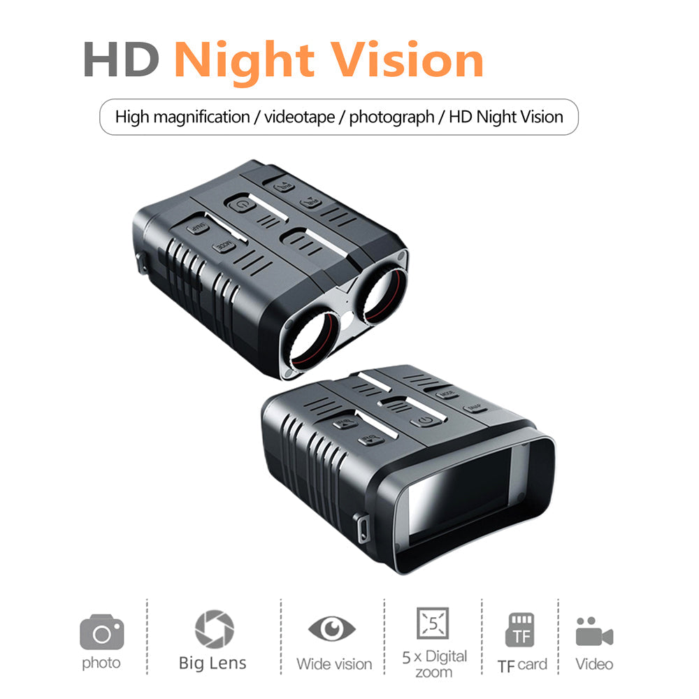 1080P Night Vision Binoculars, 5X Zoom, Rechargeable, IP54 Waterproof, 300M Range, Dual Use for Hunting & Camping