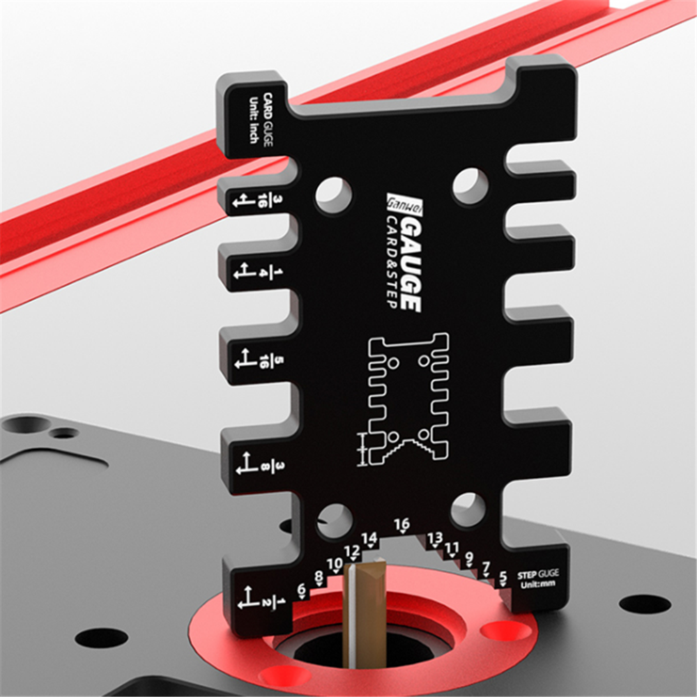 Aluminum Alloy Router Template Jig & Depth Gauge, Black, Inch & mm Sizes, Precision Woodworking Tool