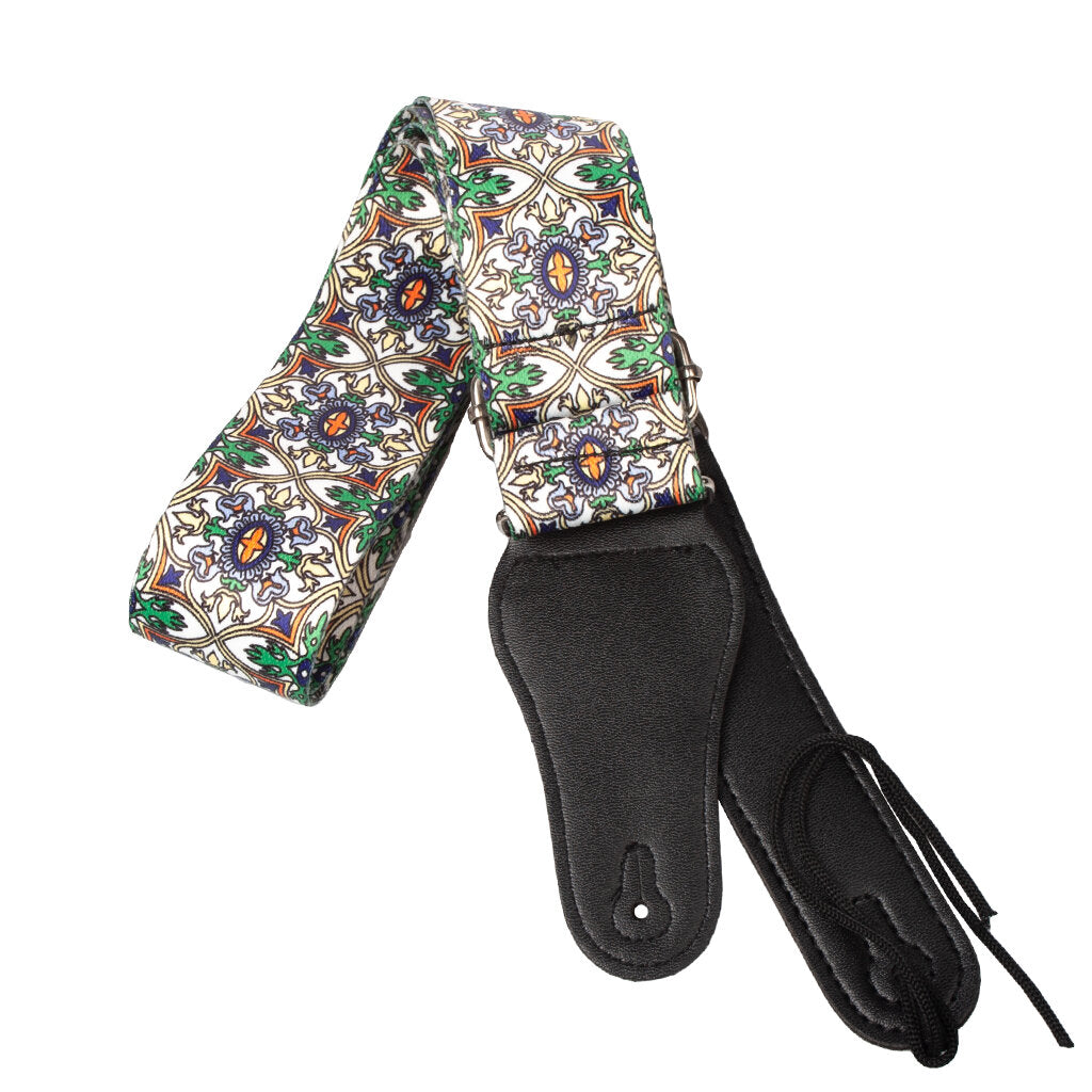 Adjustable Guitar Strap Belt Flower Pattern For Acoustic Electric Bass Adjustable Soft Webbing Belt