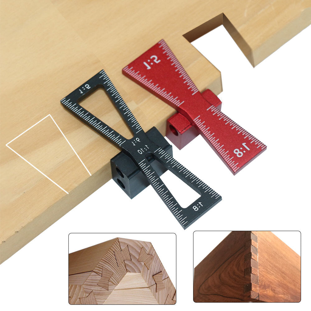 Aluminum Alloy Joint Marking Template for Woodworking - 1:5 & 1:8 Angles, Durable, Wear-Resistant, Black/Red Options