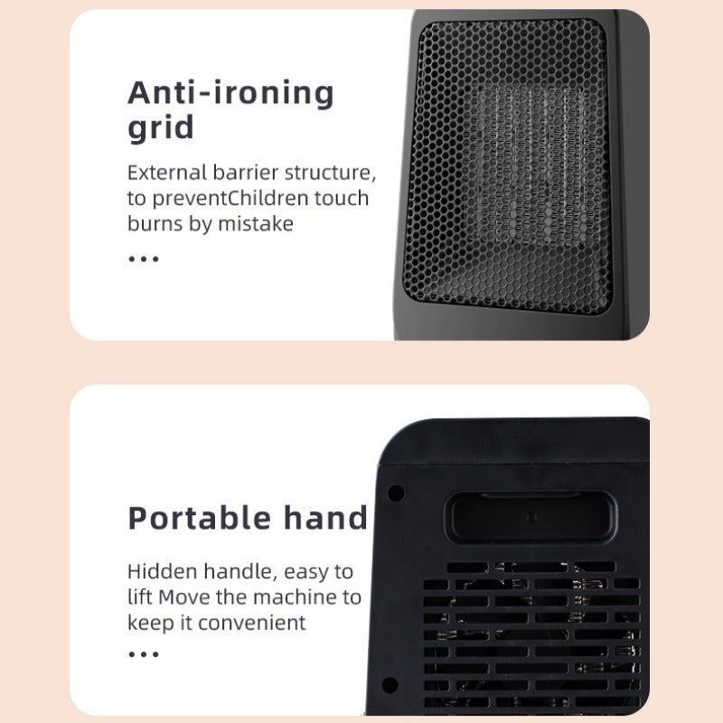 PTC Small Heater Fan: 3-Gear Adjustable, Remote Control, Timer, Oscillating Desktop Heater