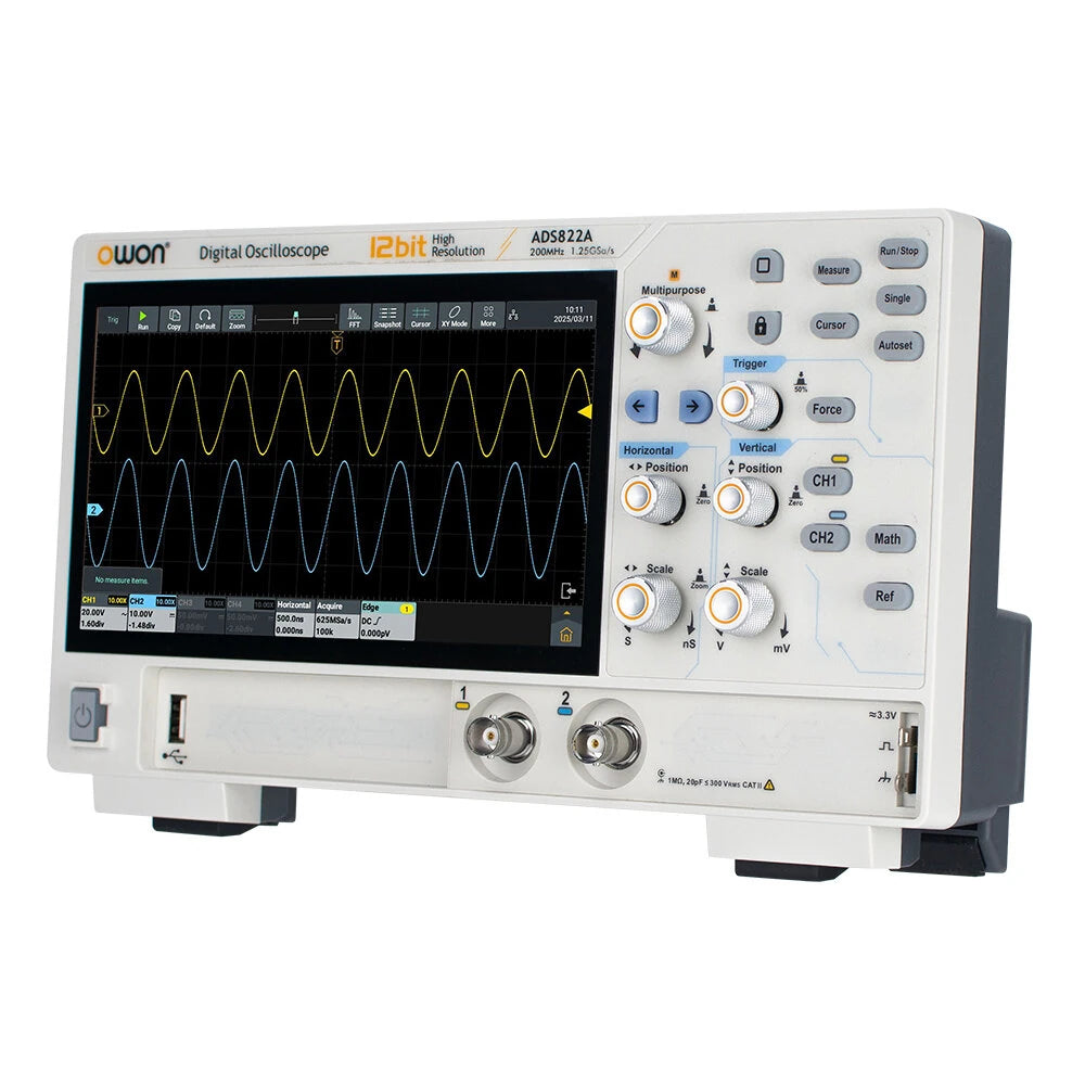 Digital Oscilloscope 2 Channels 1.25GSa/s 12-bit 7-inch Display USB HDM LAN Connectivity