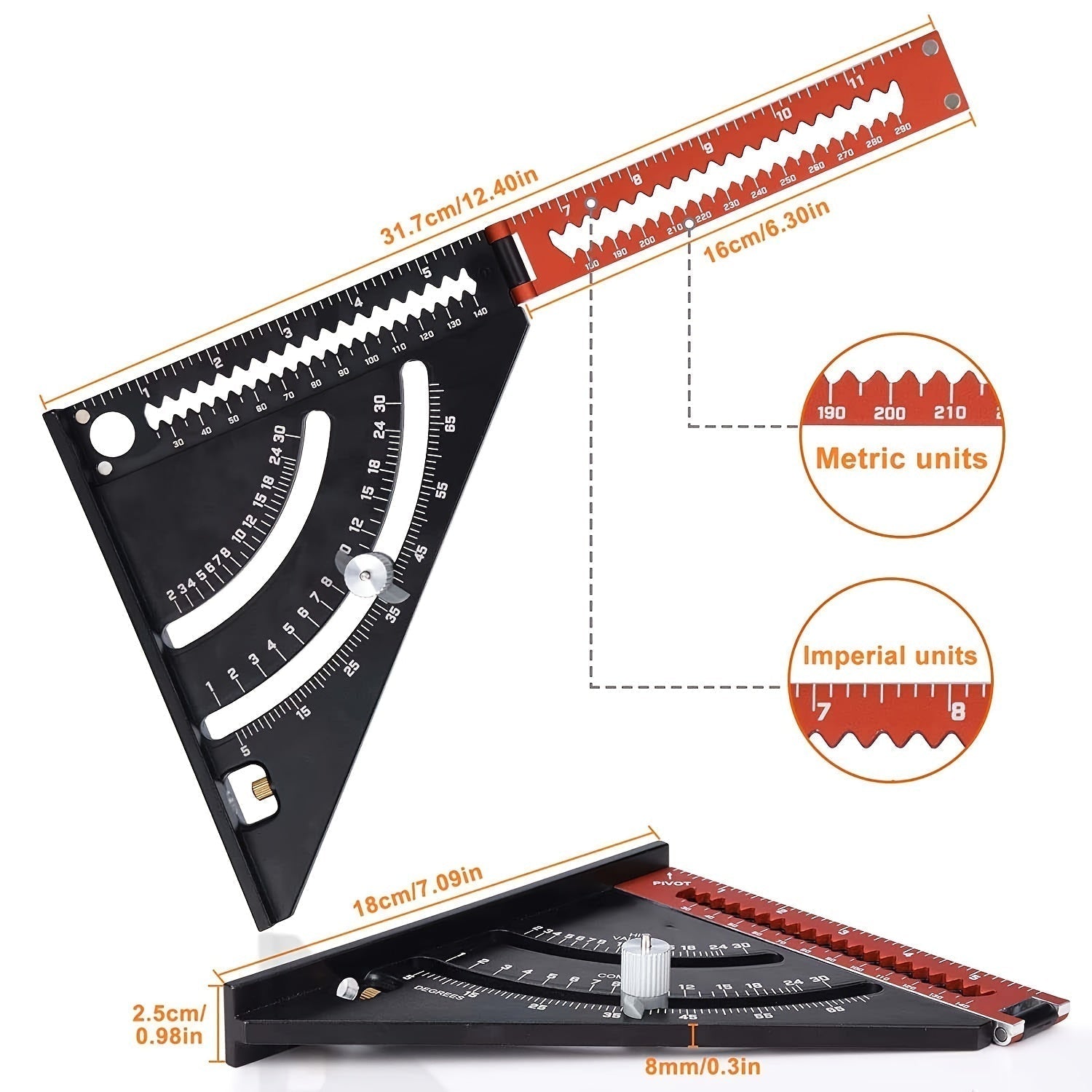 Multi-Function Foldable Triangle Ruler Square Protractor Marking Measuring Tools