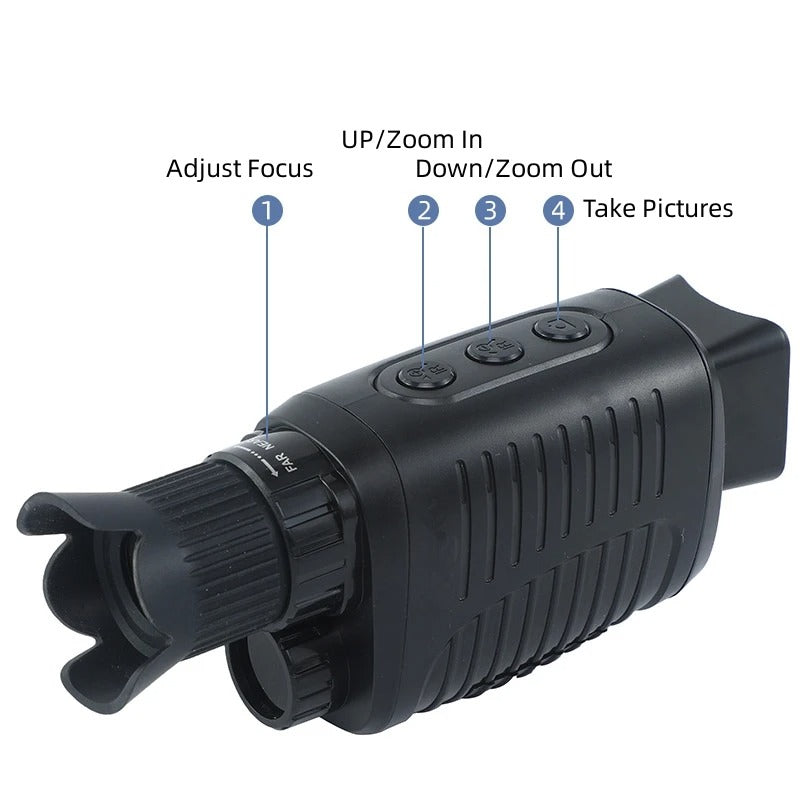 1080P HD Night Vision Monocular, 5X Zoom, 300m Infrared Camera, IPX4 Waterproof, Outdoor Hunting Telescope