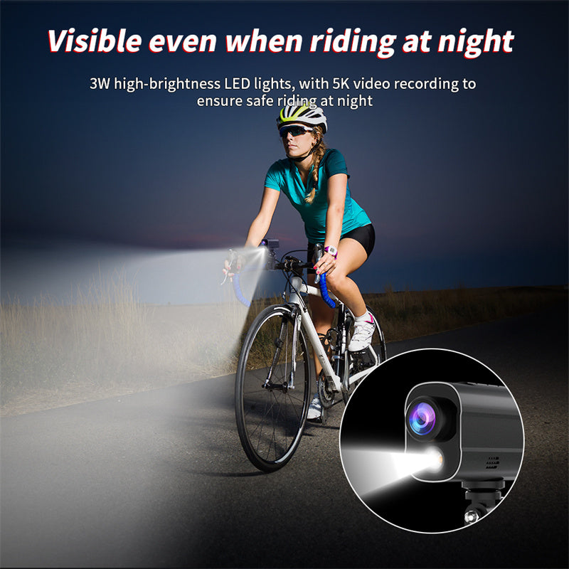5K Action WiFi Camera Road Bike Motorcycle Helmet Camera Anti-shake Riding Bicycle Drive Recorder with Led Light Flashlight