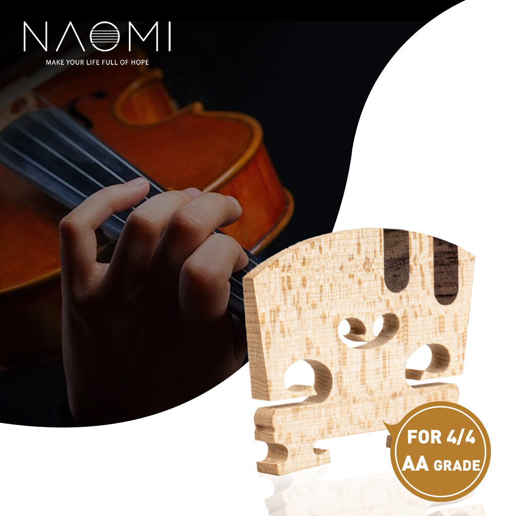 1PC Master AA Grade Snow Flake Texture Maple Violin Bridge 4/4 Violin Bridge Replacement With E A Ebony Inlay