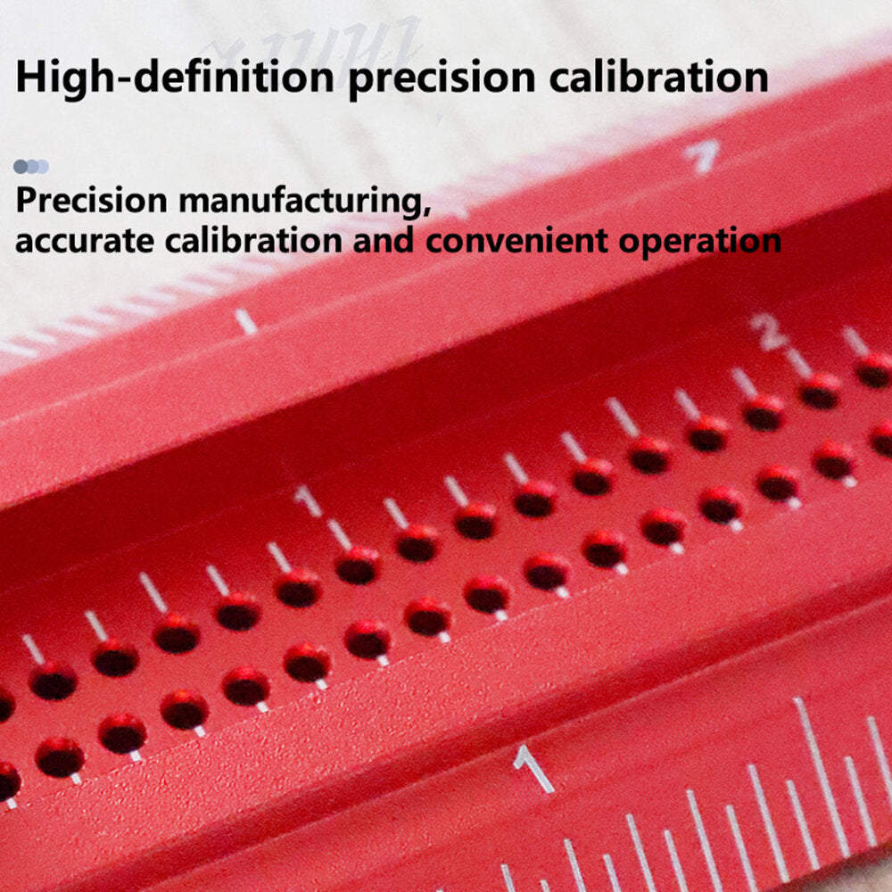 24" Aluminum Alloy Woodworking Ruler - 0-90° Angle Marking, Anodized Finish, Precise Measurement Tool