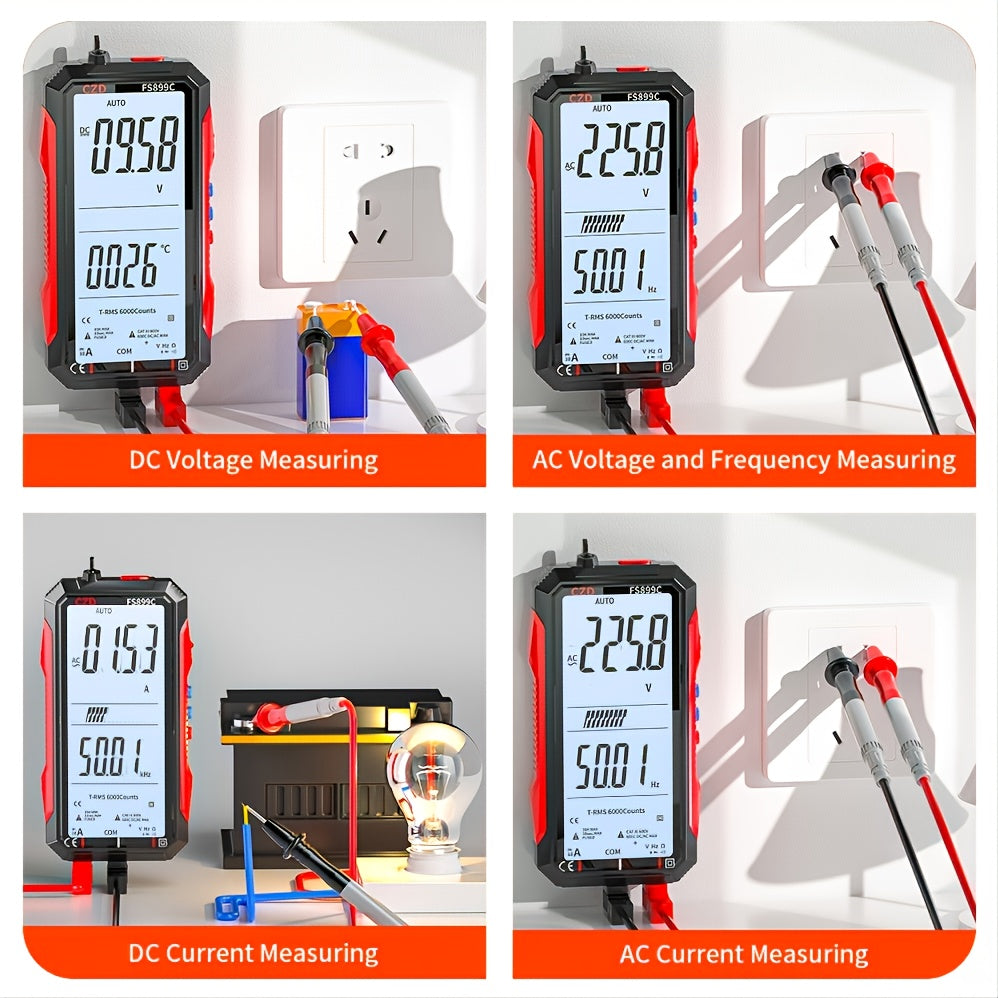 Full Screen Rechargeable 6000 Counts Auto Range Digital Professional Multimeter