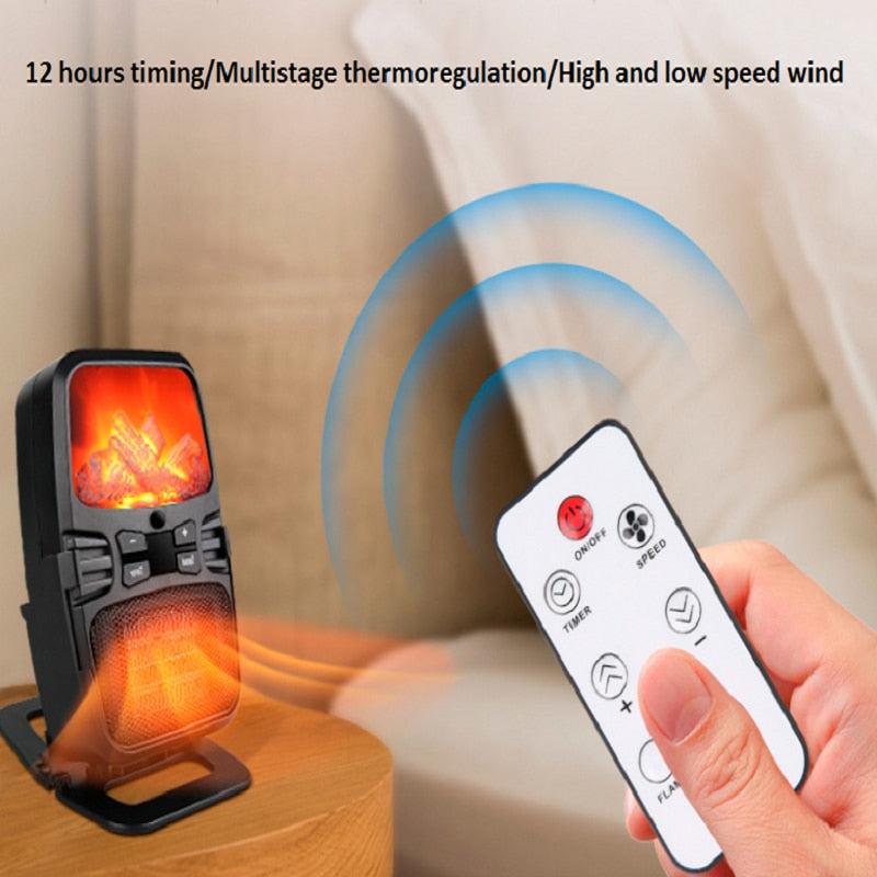 Compact Remote Control Electric Heater - PTC Wall Plug Fan for Fast Room Warming