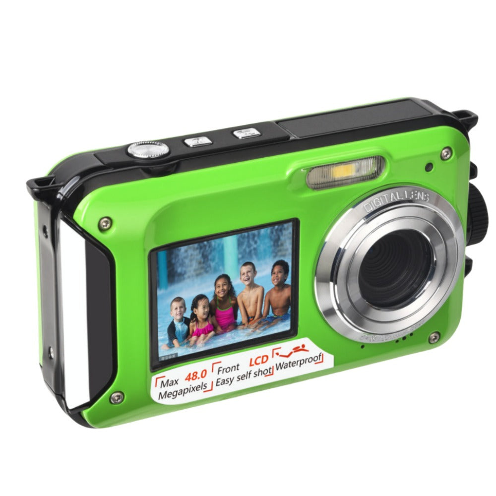 HD368 2.7K 48MP Full HD Underwater Digital Camera 10FT Waterproof Dual Screen 16X Digital Zoom for Snorkelling Swimming