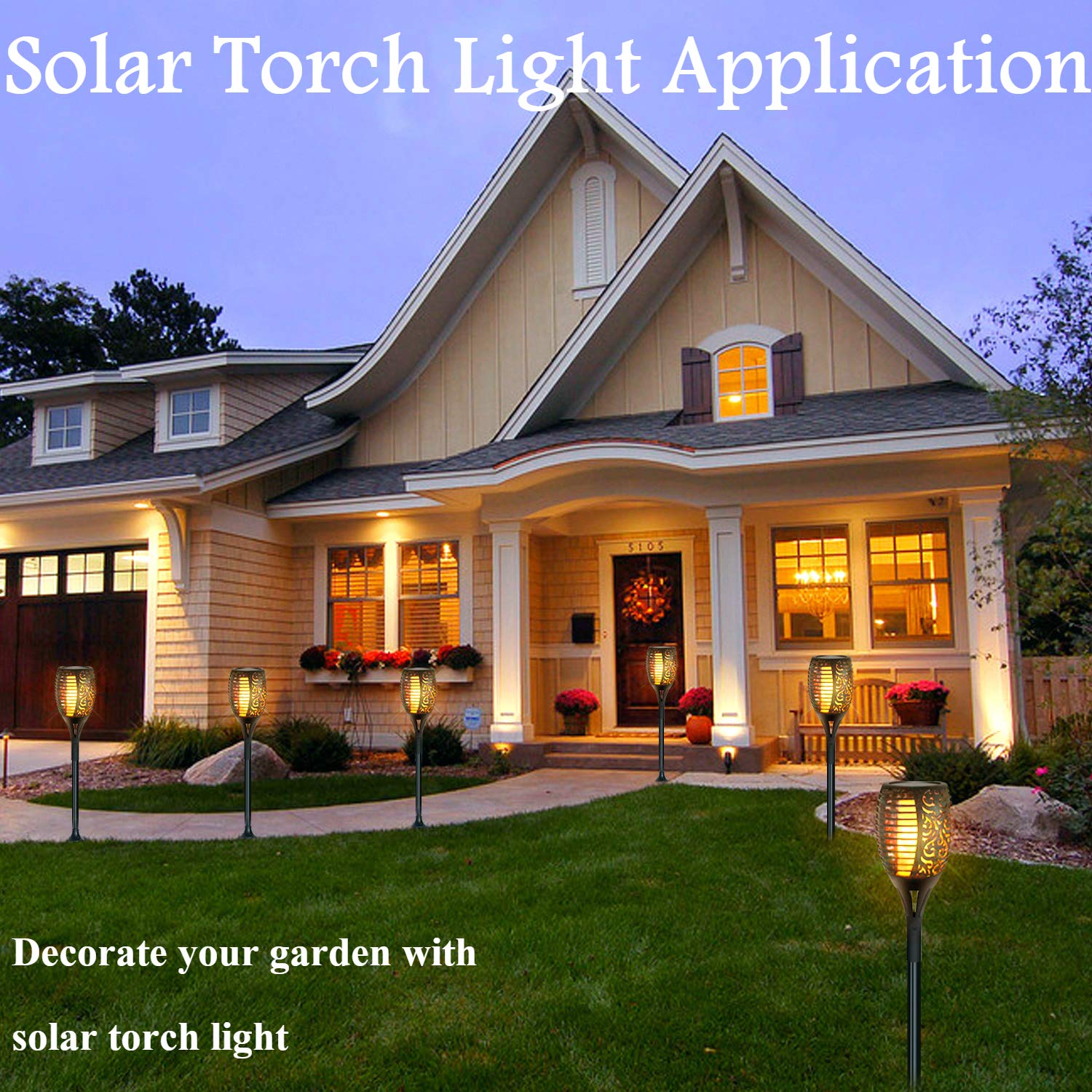 33LEDs 56CM Height Waterproof Solar Fire Torch Light Flickering Flame Lamp Outdoor Landscape Garden Lighting