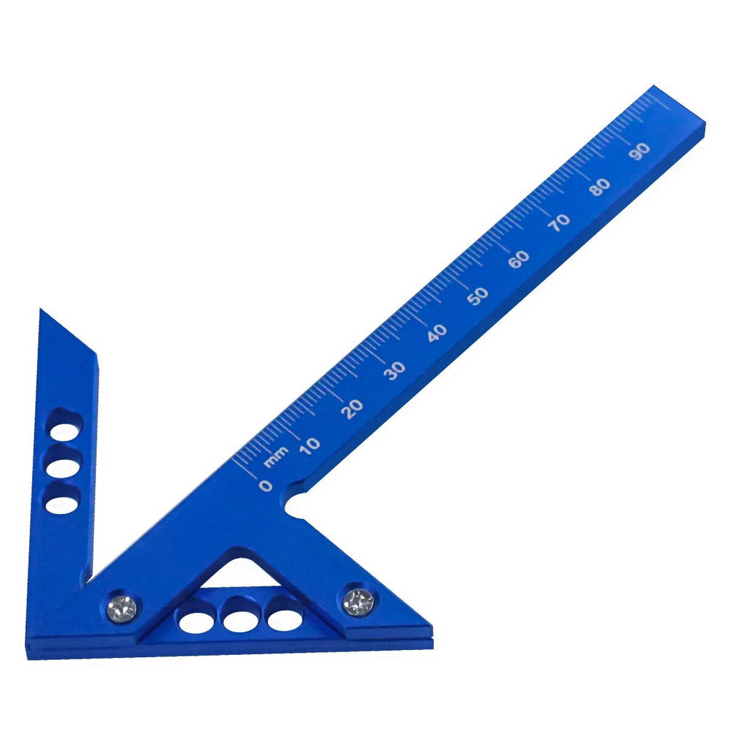 Blue Aluminum Alloy Center Finder Tool - 45/90 Degree Right Angle Gauge for Precise Measurements (Metric/Inch)