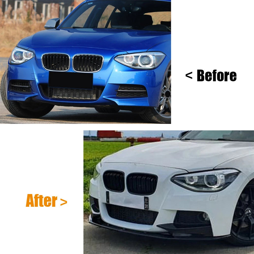 Car Front Bumper Lip Spoiler Splitter Glossy Black for BMW 1 Series F20 F21 Early M-Sport 2012-2014