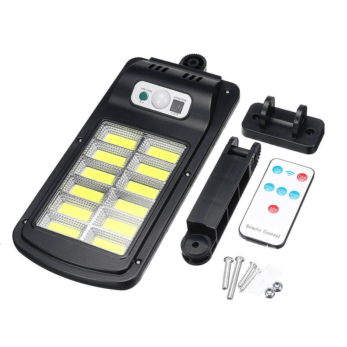 10/12 COB LED Solar Wall Light Garden Security Street Lamp PIR Motion Sensor Remote Control
