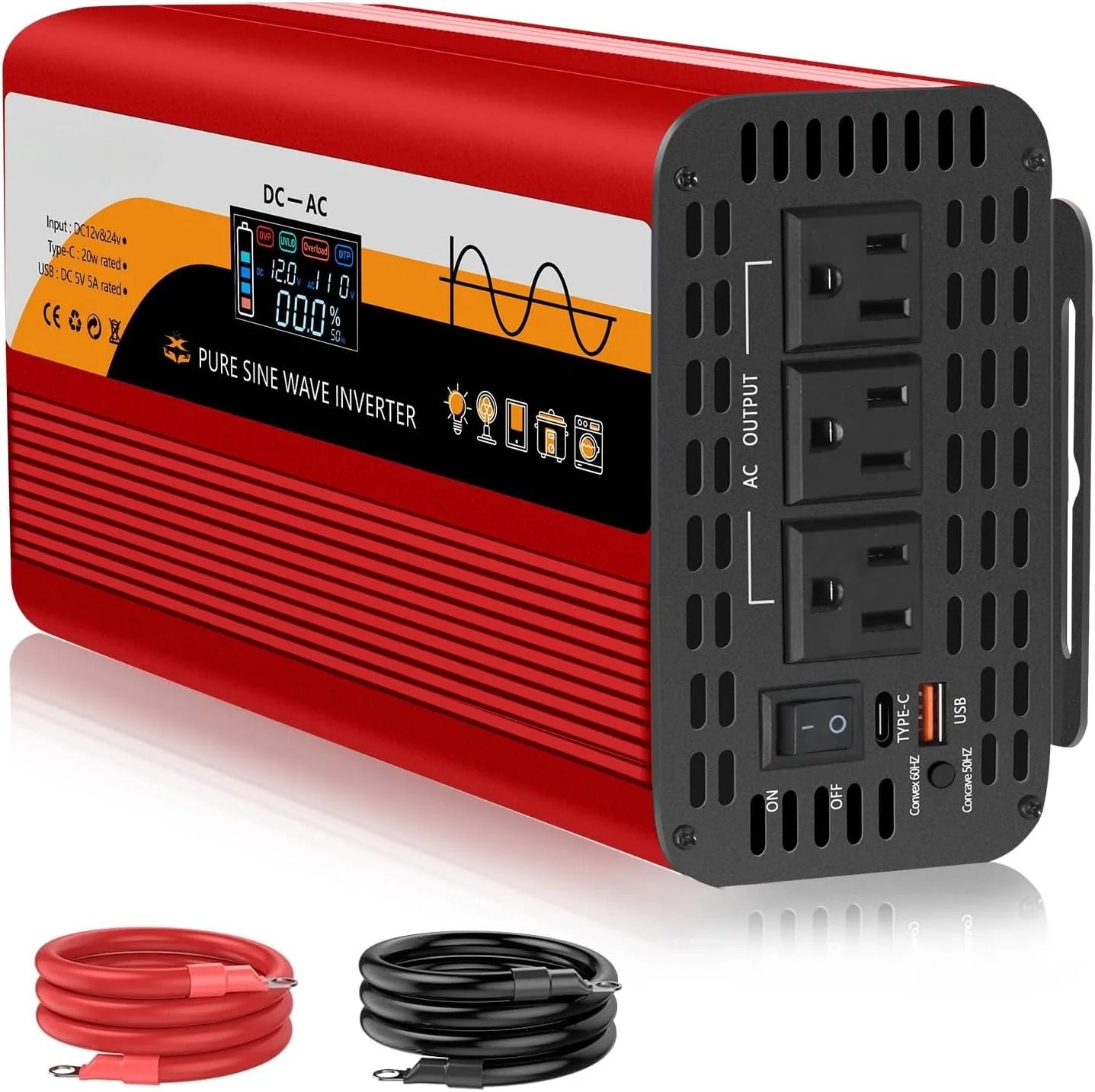 GreenZech Pro Inverter | 500W 1000W 1500W | 12V 24V Auto-Detect | Professional Pure Sine Wave Converter