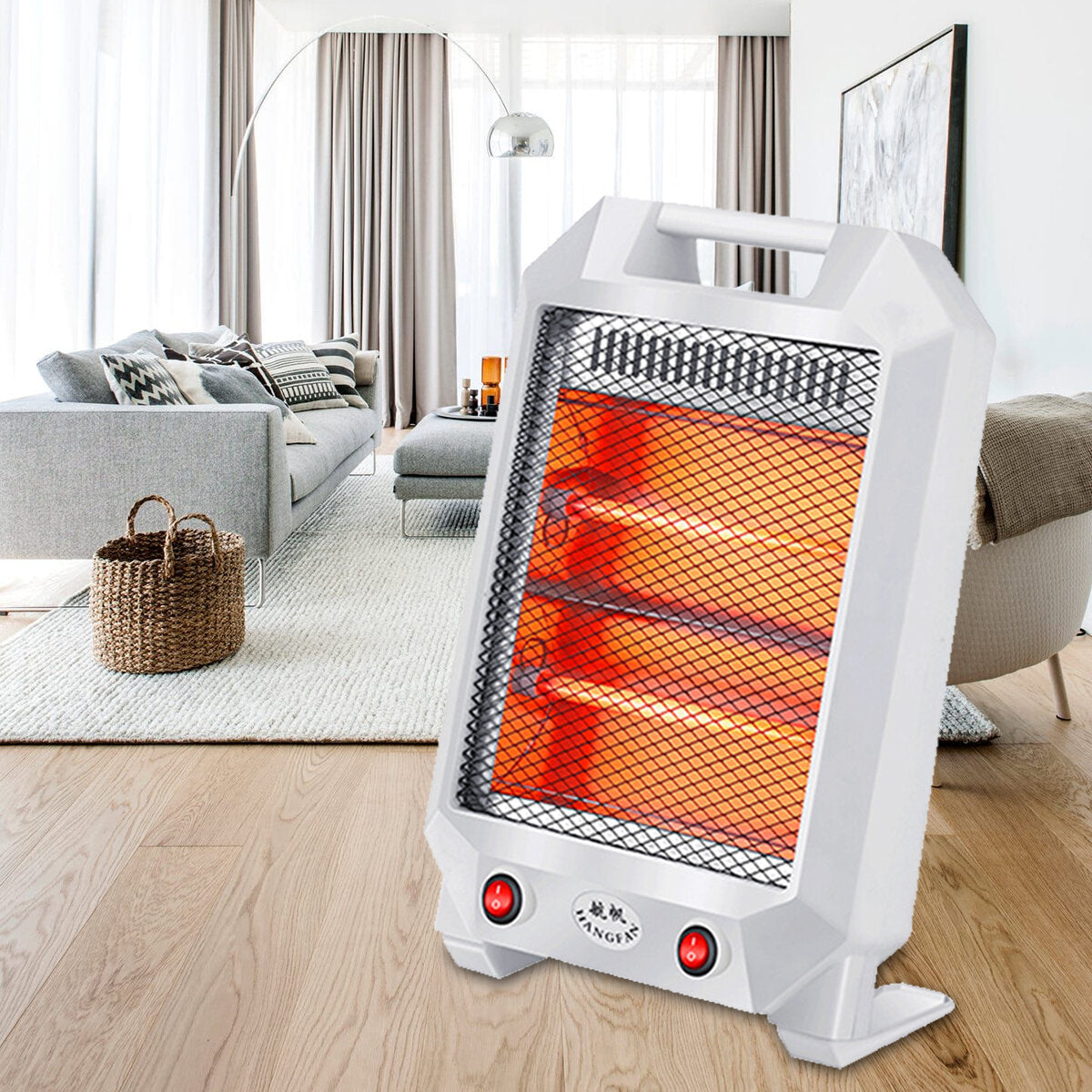 600W Portable Quartz Electric Heater - Silent 2-Gear Winter Warmer for Home & Office