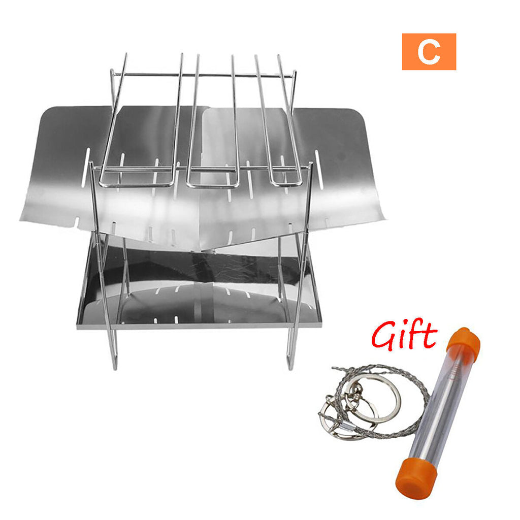 Portable Folding Barbecue Grill Stainless Steel Camping Stove for Outdoor Picnic Camping
