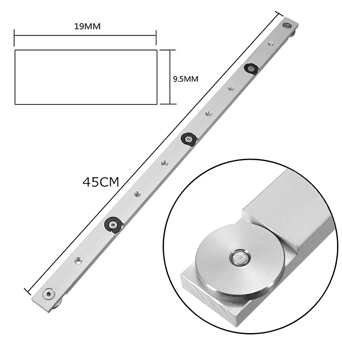 Aluminium Alloy Miter Bar for Table Saw - 450mm Adjustable Runner, Silver, Durable, Universal Mounting Holes