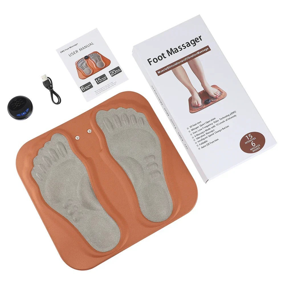 3D Foot Massager Pad with 8 Modes, 29 Intensities, RF Remote, Ergonomic Design for Relaxation & Slimming - Orange