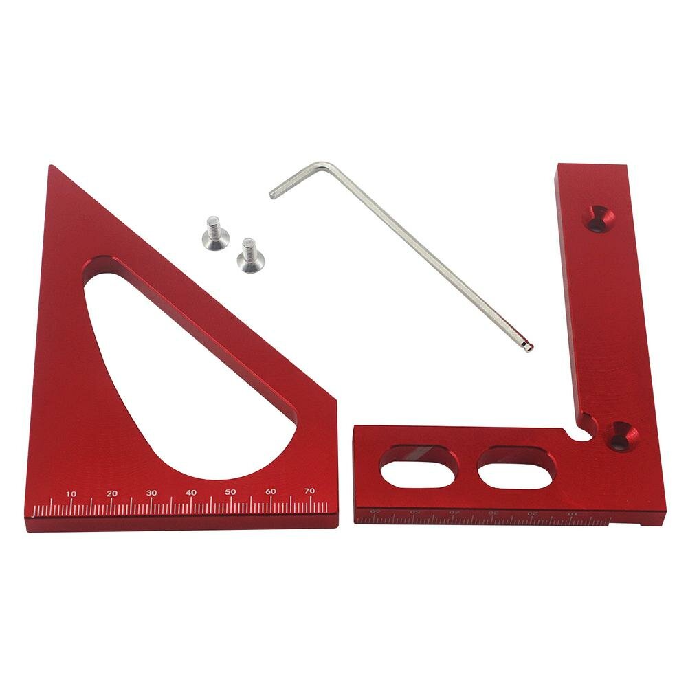 High-Quality Aluminum Angle Ruler for Woodworking - Clear Scale, Durable, Precise Measurements, Safe to Use, Red