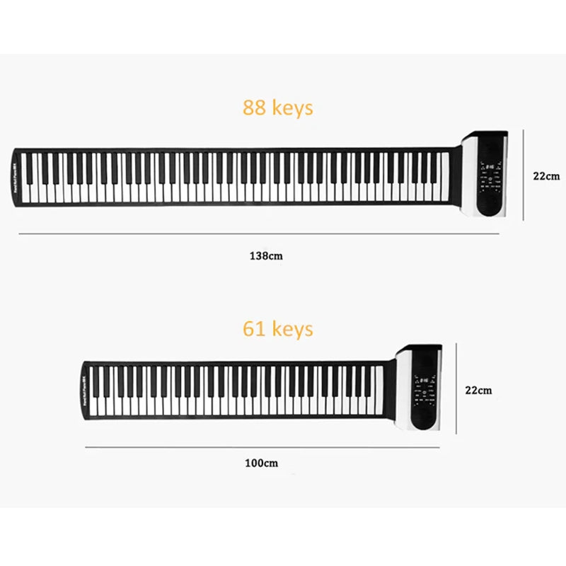61/88 Key Hand Roll Up Electronic Keyboard Piano with APP-assisted Teaching Function