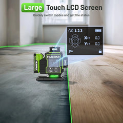 3D 12-Line / 4D 16-Line Green Laser Level, Bluetooth Control, Self-Leveling, LCD, Rechargeable Battery & IP54 Protection