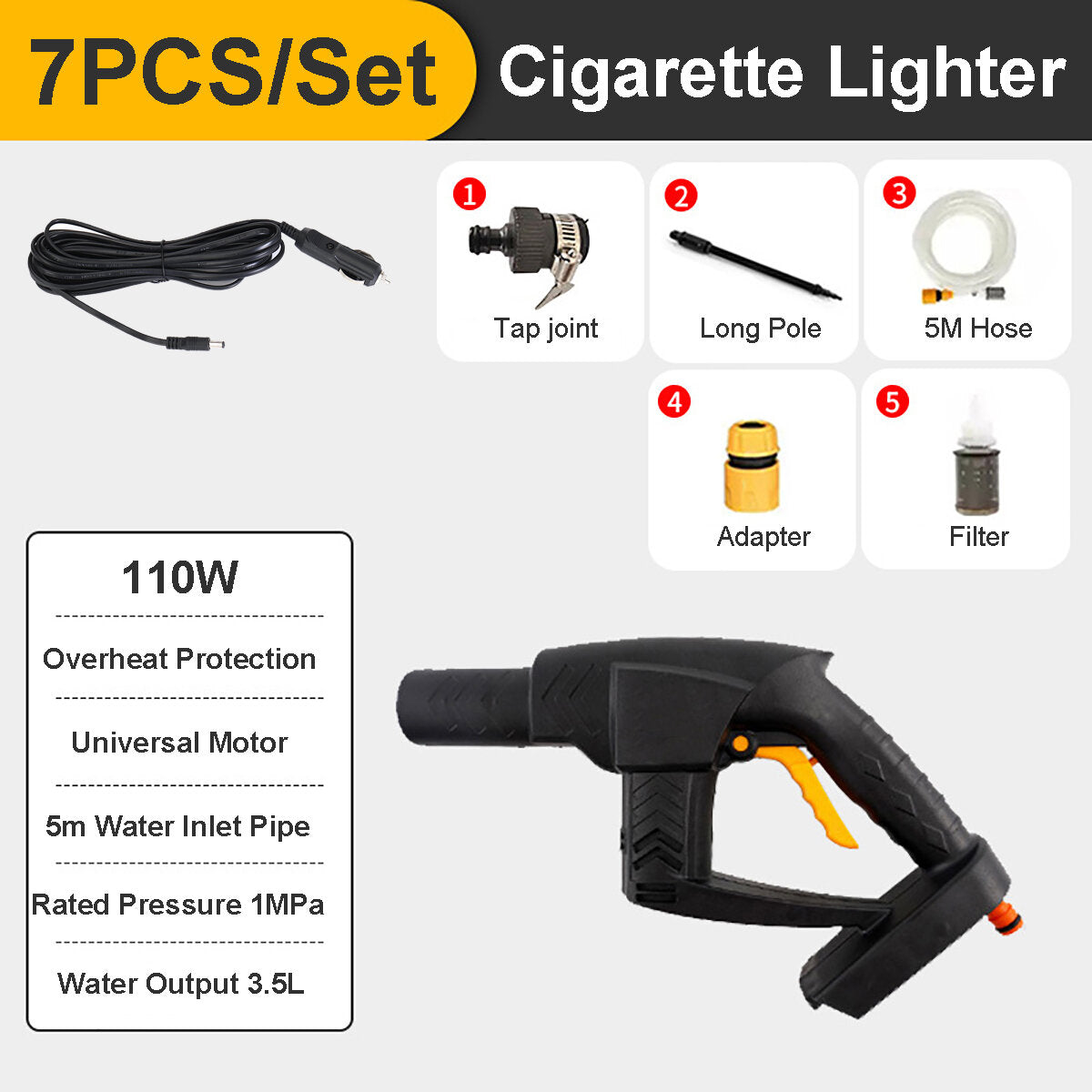 110W 7/9/11/Set High Pressure Washer Guns Lance Wand trigger Pressure Cleaner