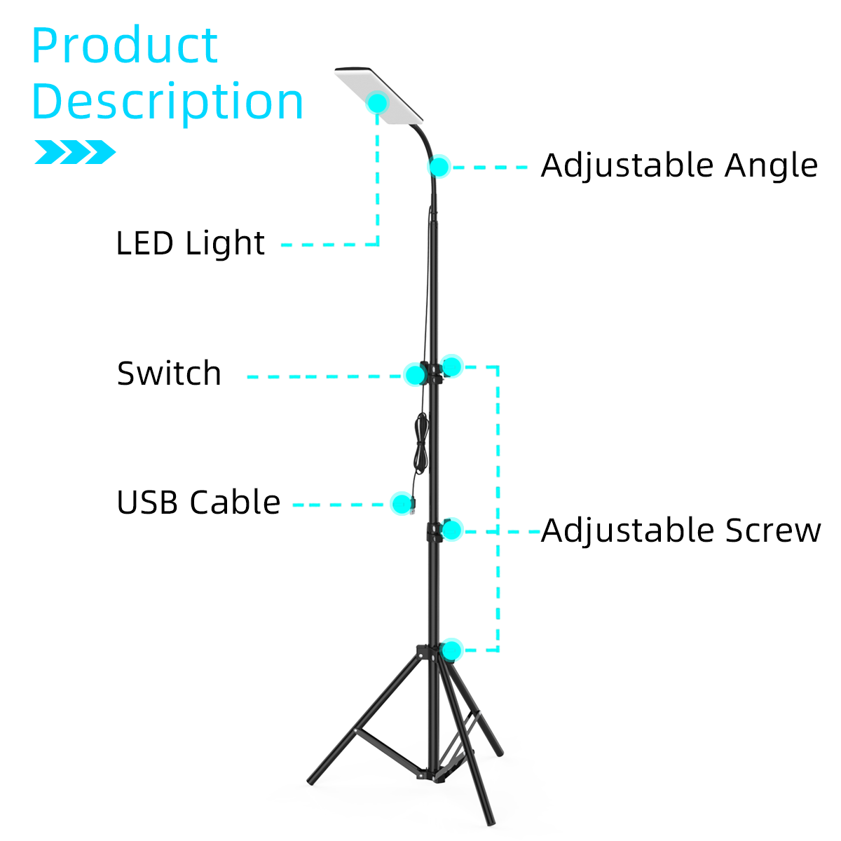 Upgraded Head 84*LED 1.8m Adjustable Tripod Stand Light Portable Outdoor LED Work Lamp Photography Fill Emergency Camping Lantern