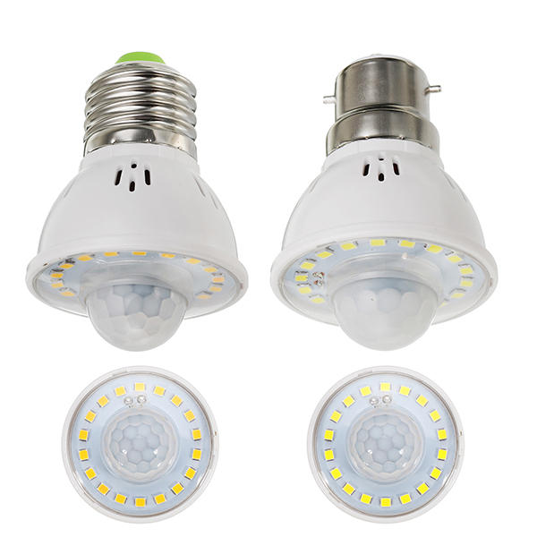 E27 B22 3W Human Body Infrared Sensor Warm White Pure White LED Light Bulb for Stairway AC220V
