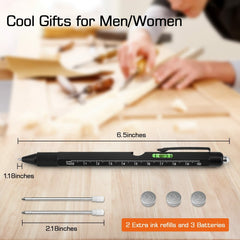 9-in-1 Multi-Tool Pen: Ballpoint, Screwdrivers, Stylus, LED Light, Ruler & More - Perfect Gift for Men & Women