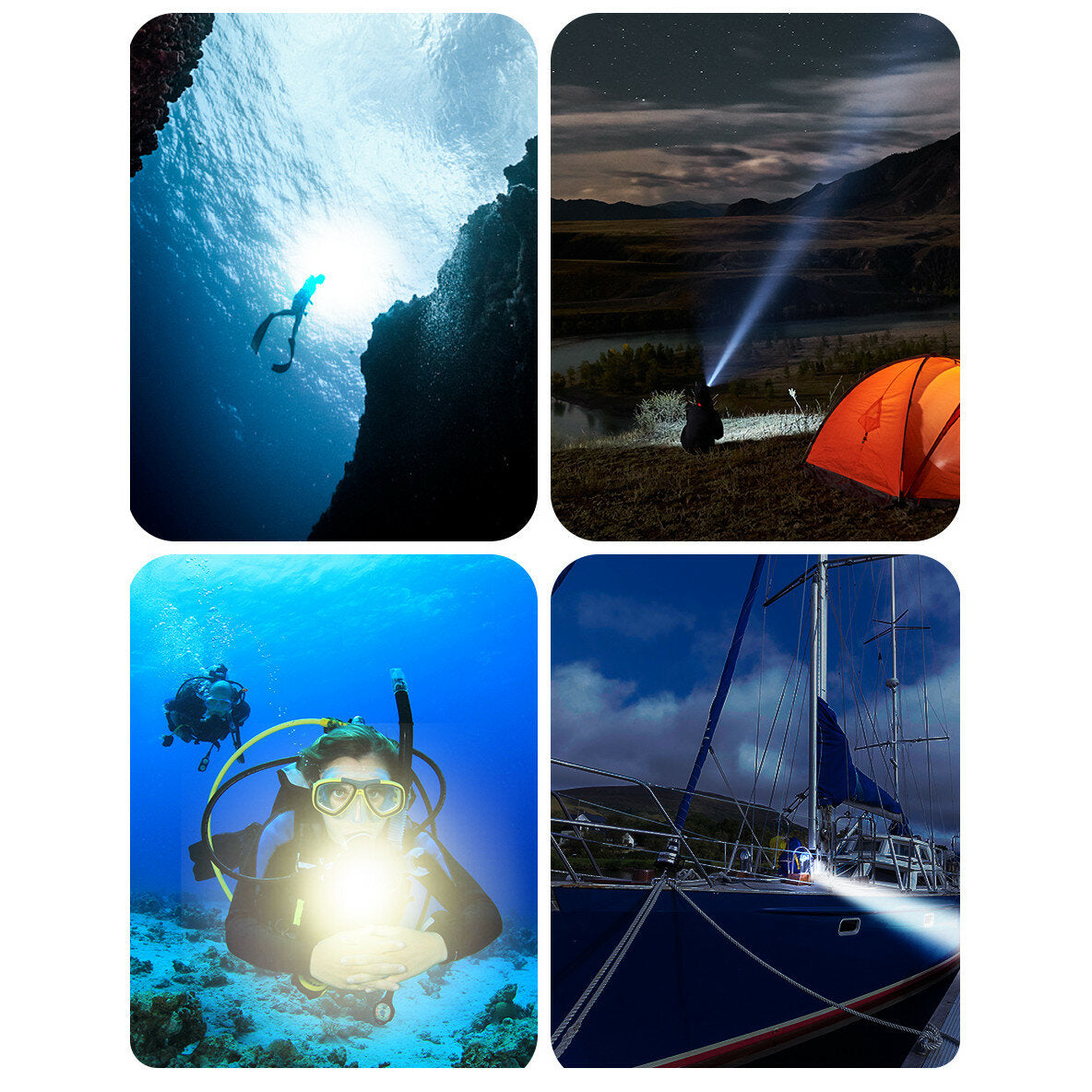 2230LM Underwater 100M Strong Dive Light 6500K Professinal Scuba Diving LED Flashlight with Magnetic Switch Under Water Photography