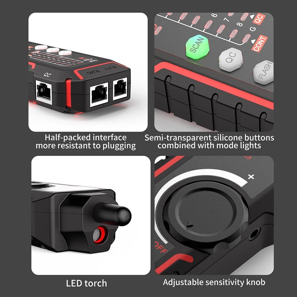 Multi-function Network Cable Tester Tracker RJ11 RJ45 CAT5 CAT6 LAN Ethernet Phone Wire Finder POE Test