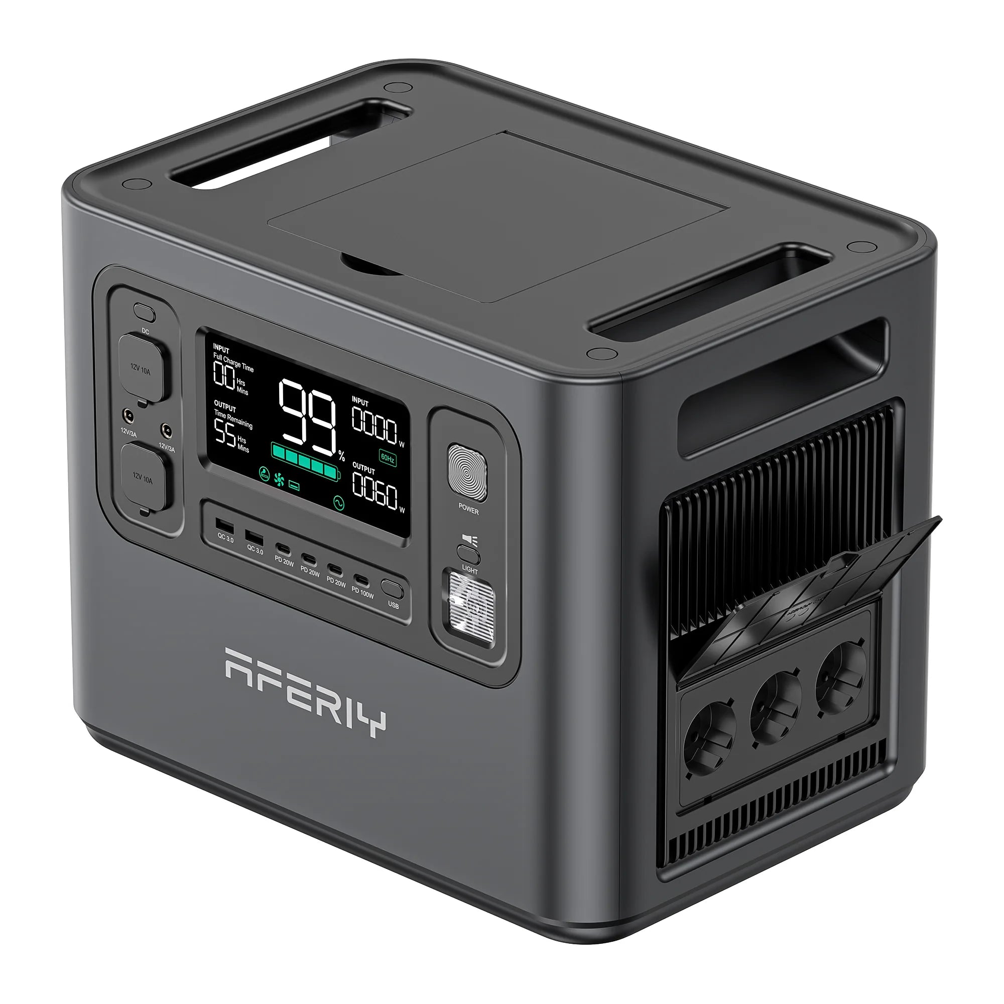 2400W 2048Wh LiFePO4 Portable Power Station with 1 x 400W Solar Panel, UK Plug, App Control & UPS for Camping & Home Backup