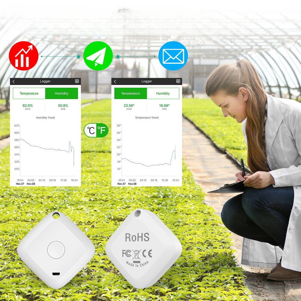 Wireless Thermometer Hygrometer Sensor Data Logger Digital C/F Indoor Outdoor Bluetooth Temperature Humidity Meter Alarm