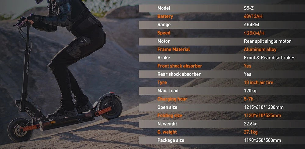 Electric Scooter 48V 13Ah 600W Recommended Top Speed 25KM/H 10inch Folding Moped Electric Scooter 54KM Mileage Max Load 120Kg